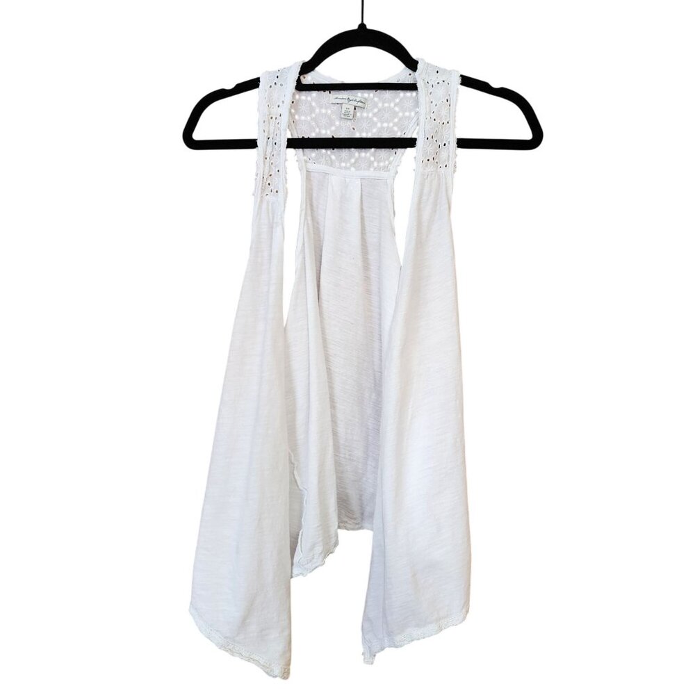 American Eagle white eyelet lace vest Womens size Large